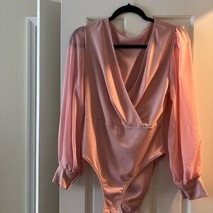 Long sleeve pink body suit